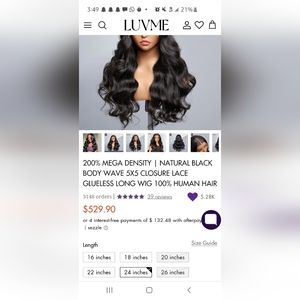 200% MEGA DENSITY | NATURAL BLACK BODY WAVE 5X5 CLOSURE LACE GLUELESS LONG WIG 1